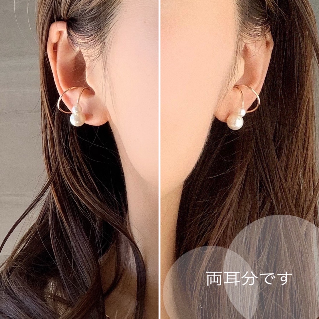 【イヤリング要らずの両耳イヤーカフ】14kgf/Silver925Filled✴︎2粒パール